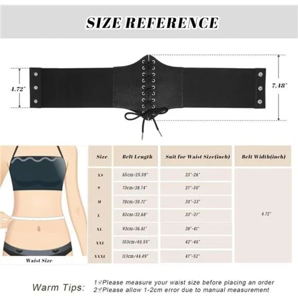 Women’s Elastic Lace-Up Corset Belt: Tied Waspie Costume Accessory - Picture 6 of 7